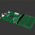 Green Electronic Circuit Board With Microchip Components And Connector Slots 3d model