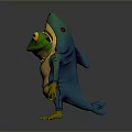 Cartoon Frog Standing Pose With Big Eyes Smiling Face Green And Yellow Body