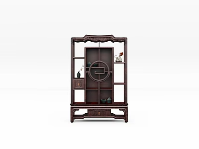 Traditional Chinese Style Wooden Decorative Cabinet With Carved Patterns And Ornaments 3d model