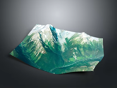 Scenic Mountain Landscape With Green Vegetation And White Peaks Aerial View 3d model