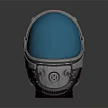 Shiny Metallic Astronaut Helmet With Blue Reflective Visor And Futuristic Design