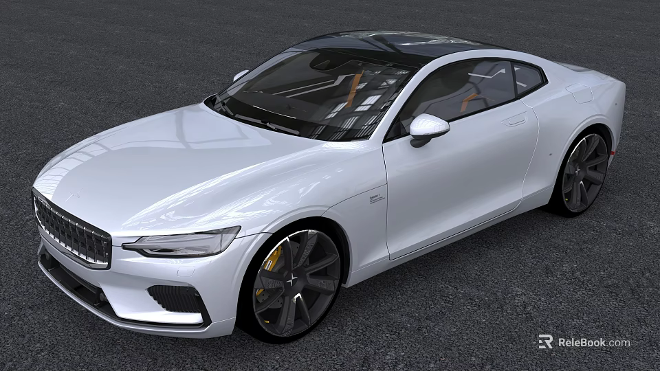 White Luxury Coupe Car With Sleek Lines Sunroof Sporty Wheels And Orange Interior 3d model 
