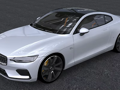 White Luxury Coupe Car With Sleek Lines Sunroof Sporty Wheels And Orange Interior 3d model