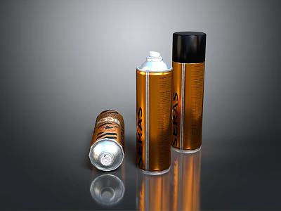 Agricultural Equipment Three Orange And Black Spray Cans With Silver Nozzles And Surface Patterns 3d model
