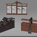 Wooden Trash Sorting Bins With Multiple Compartments And Different Design Features 3d model