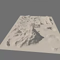 Realistic Garden Landscape Model Featuring Hilly Terrain And Textured Mountains