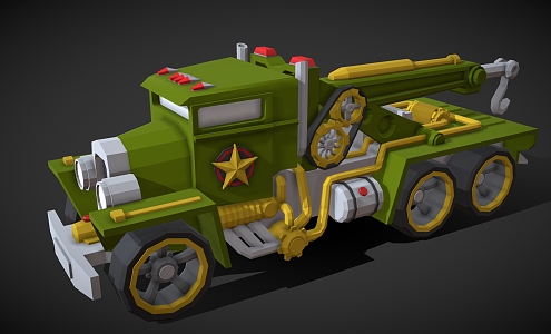 Steampunk Truck Cartoon Truck Lifting Truck Tower Crane Engineering Truck Cartoon Car 3d model