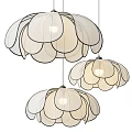Modern Flower Shaped Pendant Lights With Linen Petal Design And Warm Glowing Effect