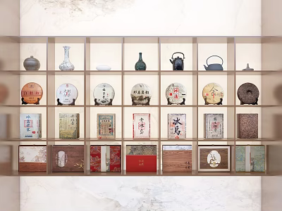 Modern Tea Box Tea Cake Tea Set Teapot Utensils Display Cabinet Tea Ornaments Tea Combination 3d model