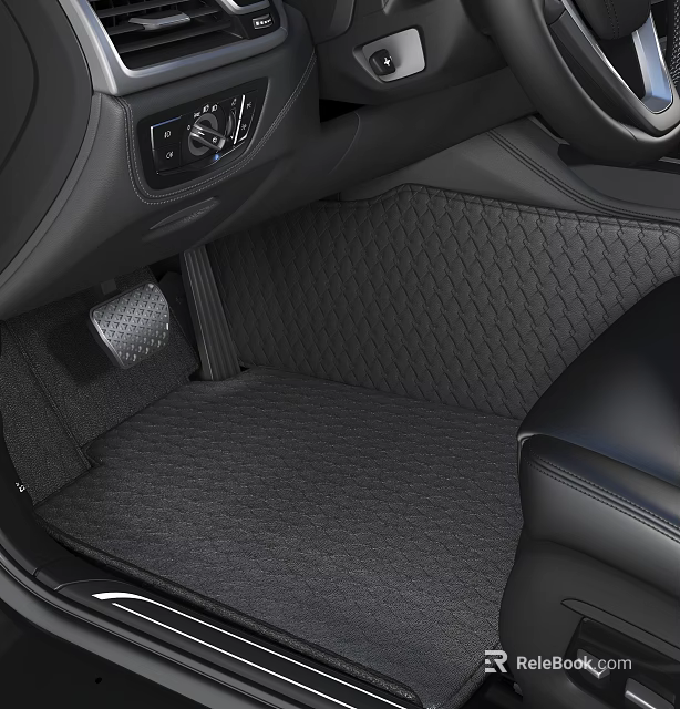 Black Textured Car Floor Mat In Modern Vehicle Interior With Pedal And Seat 3d model 