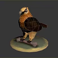 3D Flying Vulture Sculpture with Colorful Feathers and Round Base