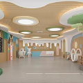 Bright Kindergarten Interior With Cartoon Decor And Play Spaces