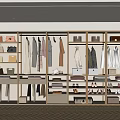 Spacious Modern Closet with Hanging Clothes Folded Garments Storage Boxes and Shoes