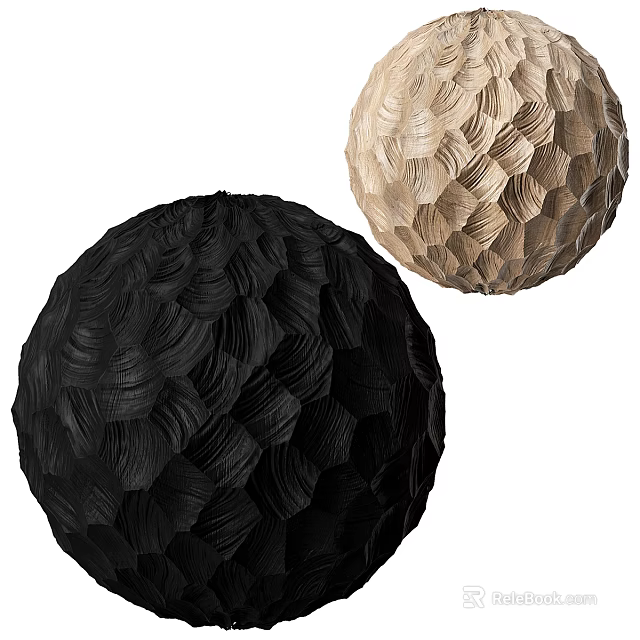 Background Wall with Black and Beige Spherical Decorative Elements Textured Wavy Surface Design 3d model
