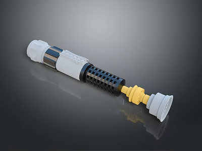 Detailed Weapon Part With White Black Yellow Segmented Structure And 3D Rendering 3d model
