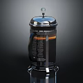 Modern French Press Coffee Cup With Stainless Steel Lid And Glass Container Holding Hot Coffee