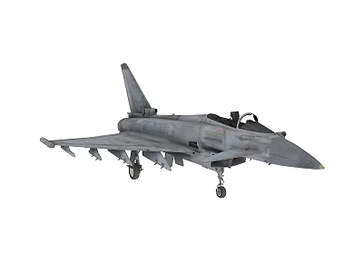 Gray Fighter Jet Model With Open Cockpit And Extended Landing Gear 3d model