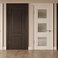 Modern Interior Flush Doors Featuring White Dark Brown Solid Panel And Glass Designs 3d model
