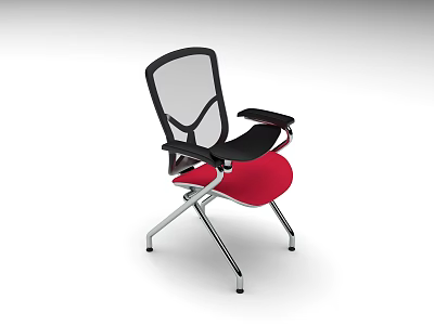 Ergonomic Office Chair With Red Cushion Black Mesh Back And Metal Frame 3d model