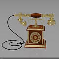 Vintage Red And Gold Dial Telephone With Classic Dial And Black Cord