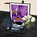 Decorative Ornament Combination With Stacked Books Candles Vase And White Roses For Home Decor