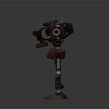 Red Mechanical Creature With Extended Arms Glowing Eyes And Legged Structure 3d model