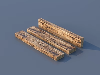 Natural Wooden Planks With Textured Grain For Decorative Use On Gray Background 3d model
