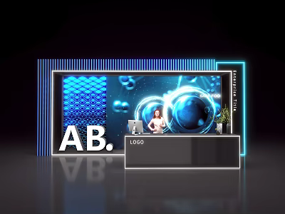 Modern Commercial Display Equipment With LED Lighting Digital Screen And Brand Logo 3d model