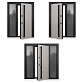Modern Swing Door Design With Glass Panels And Black Frame For Interior Use