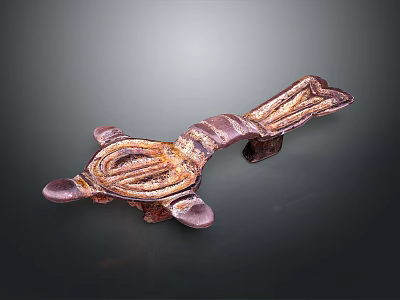 Vintage Brown Metal Decorative Craft With Carved Patterns And Wing Shaped Design 3d model