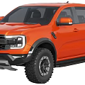 Orange Pickup Truck Showcasing Rugged Off Road Exterior Features 3d model