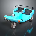 Blue Open Top Tricycle With Two Seats And Front Headlight Design