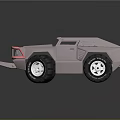 Silver Military Vehicle With Spiked Front Armored Body And Large Off Road Tires