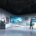 Spacious Exhibition Hall Interior With Display Walls Information Graphics And Display Stands