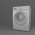 White Front Loading Washing Machine With Modern Control Panel And Clear Drum 3d model