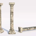 Ancient Classical Weathered Stone Columns Standing And Fallen With Textured Details 3d model