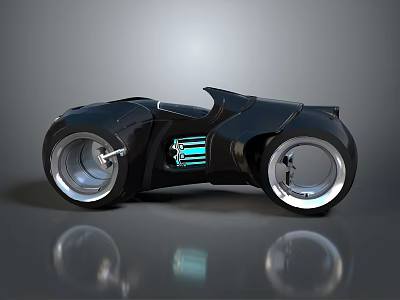 Futuristic Black Motorcycle With Modern Design Blue Accents And Silver Wheels 3d model