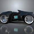 Futuristic Black Motorcycle With Modern Design Blue Accents And Silver Wheels