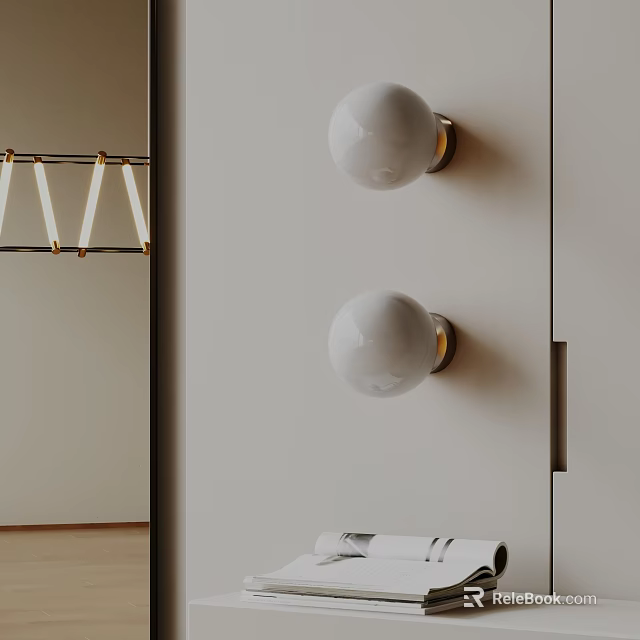 Best Modern White Sphere Wall Lamp Design For Bathroom Interior Decor 3d model 