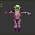 Astronaut In White Spacesuit With Helmet Backpack And Arms Outstretched Against Gray Background