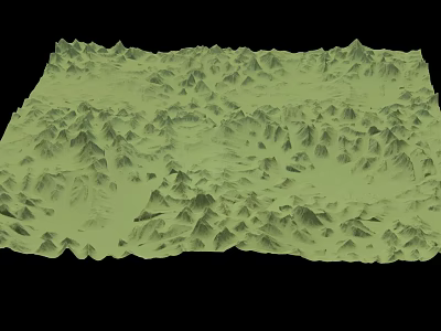 Green Mountainous Terrain Model With Detailed Elevated Peaks And Undulating Surface 3d model