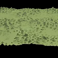 Green Mountainous Terrain Model With Detailed Elevated Peaks And Undulating Surface