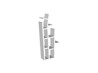 Modern White Bookshelf With Irregular Open Shelves To Display Books And Decor 3d model