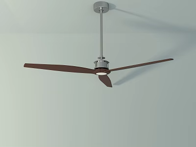 Modern Ceiling Fan With Brown Blades And Metal Downrod Sleek Design 3d model