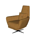Yellow Single Sofa With Modern Design Armrests And Black Swivel Base In Light Gray Background