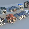 Various Styles Detached Villa Architectural Models With Different Colors And Exterior Designs