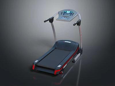 Contemporary Treadmill With Digital Control Panel Black Running Belt And Red Frame 3d model