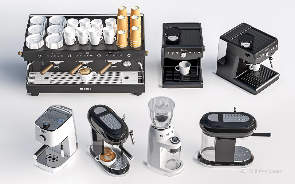 Smart Coffee Machines With Espresso Makers And Automatic Brewing Devices 3d model 