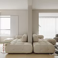 Modern Living Dining Room Interior With TV Wall Sofa And Decorative Round Rug