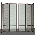 Folding Multi Panel Room Divider Screen With Metal Frame And Perforated Pattern 3d model